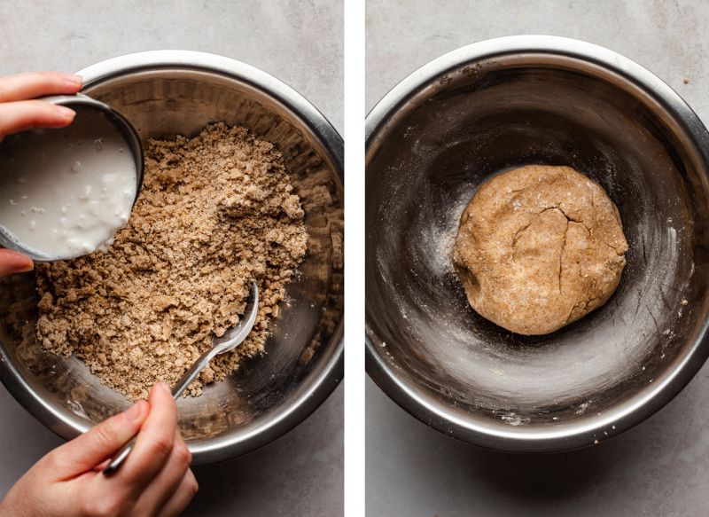 vegan strawberry galette bringing dough together