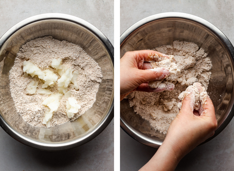 vegan strawberry galette making dough