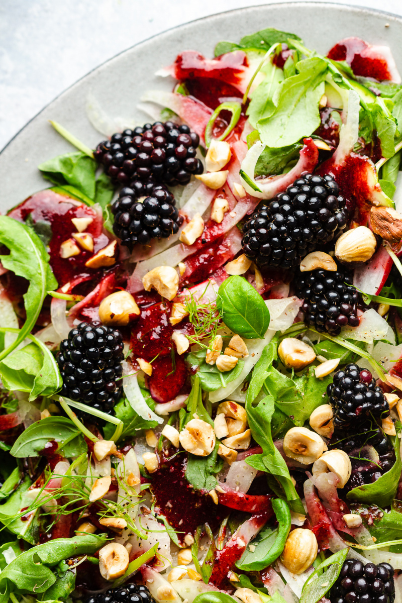 fennel salad blackberries close up