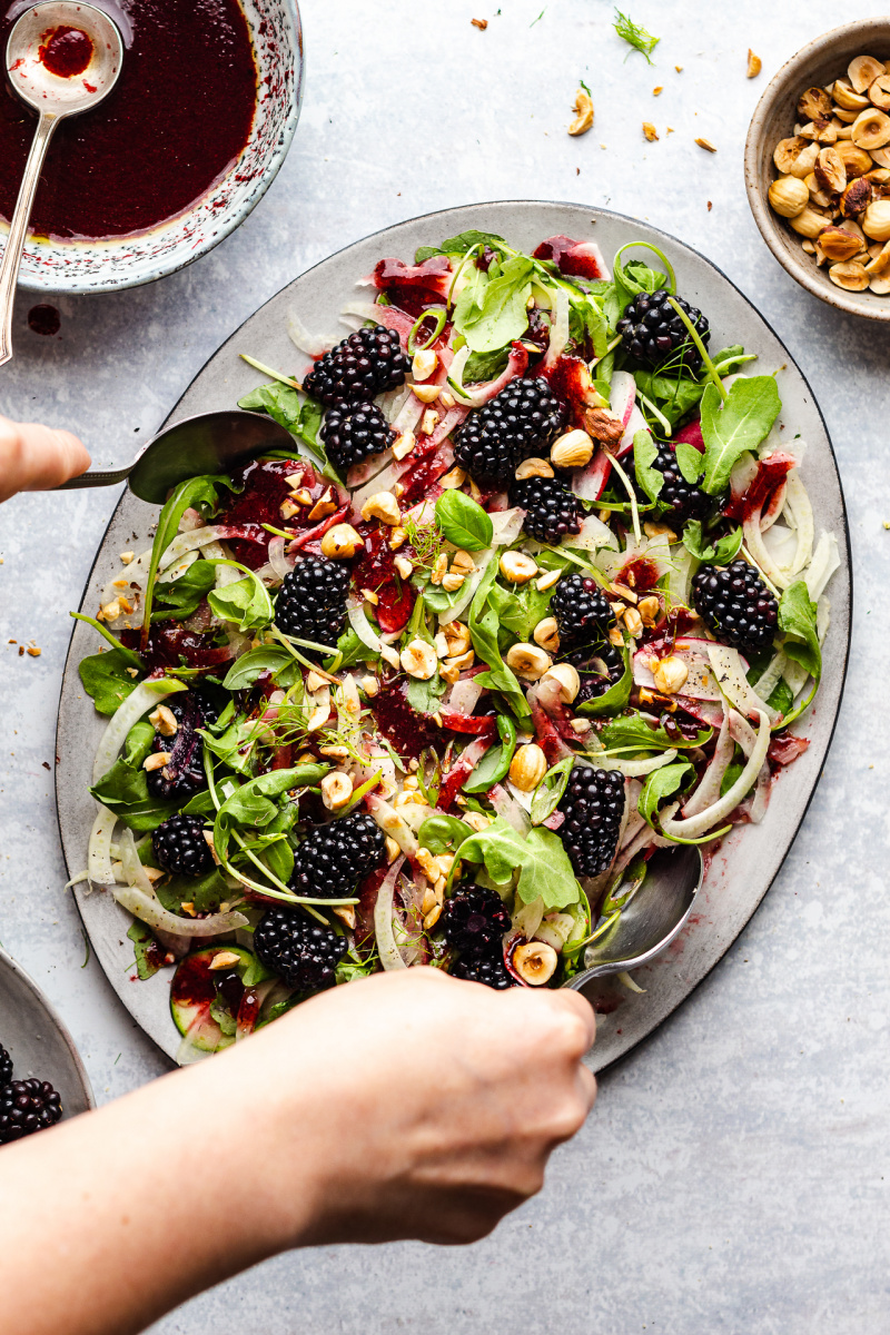 fennel salad blackberries close up