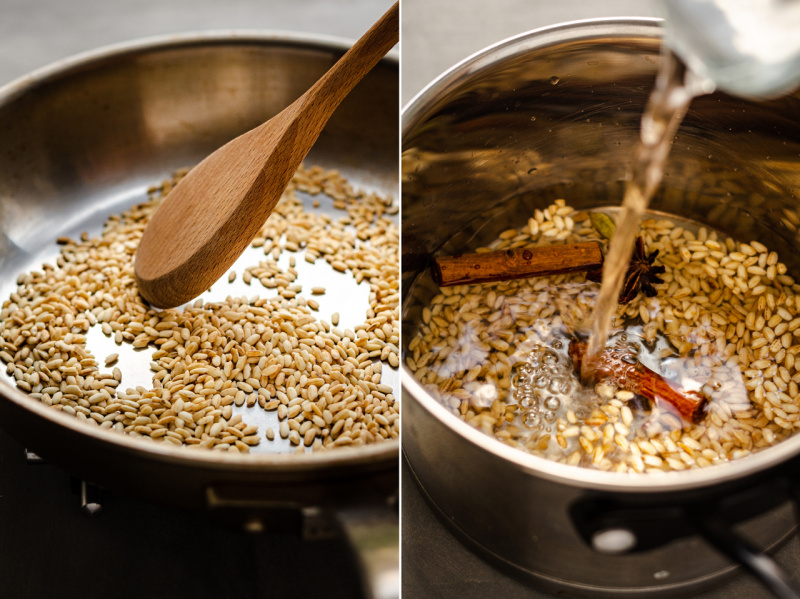 toasted rice ice cream toasting cooking rice