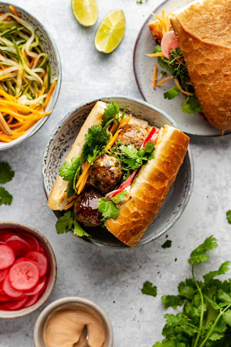 vegan banh mi lemongrass meatballs