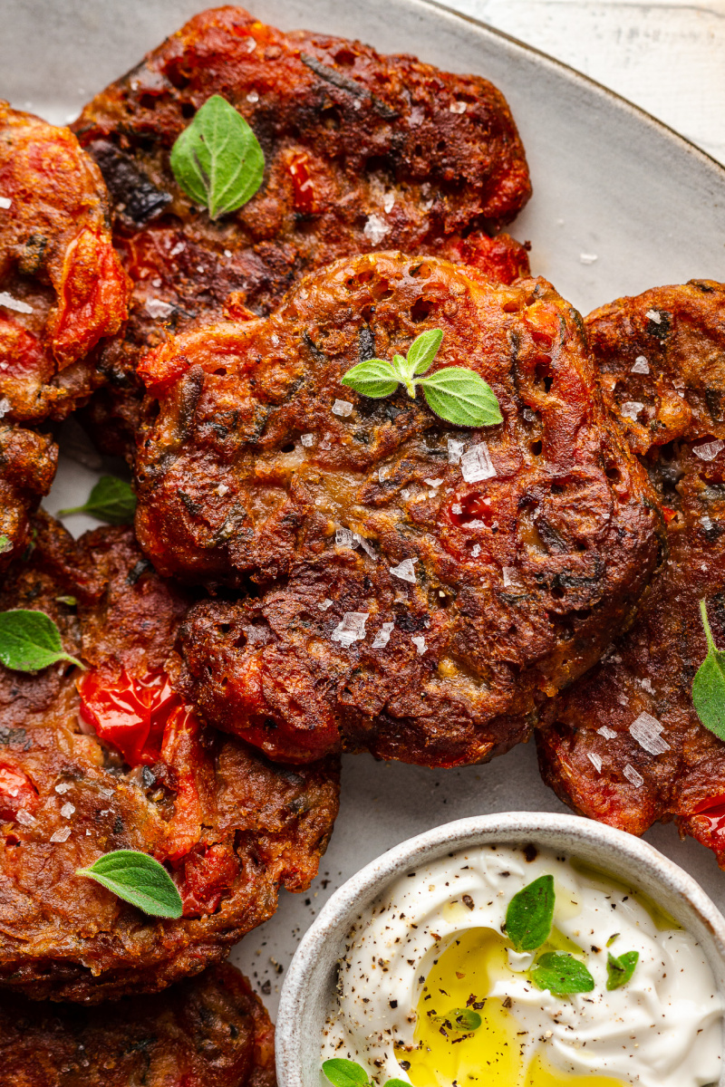 greek tomato fritters close