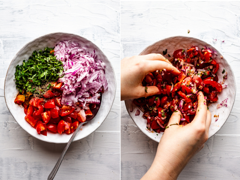 greek tomato fritters process