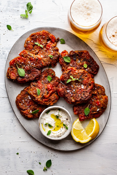 greek tomato fritters served