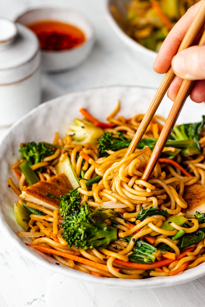 quick vegan spring onion noodles side