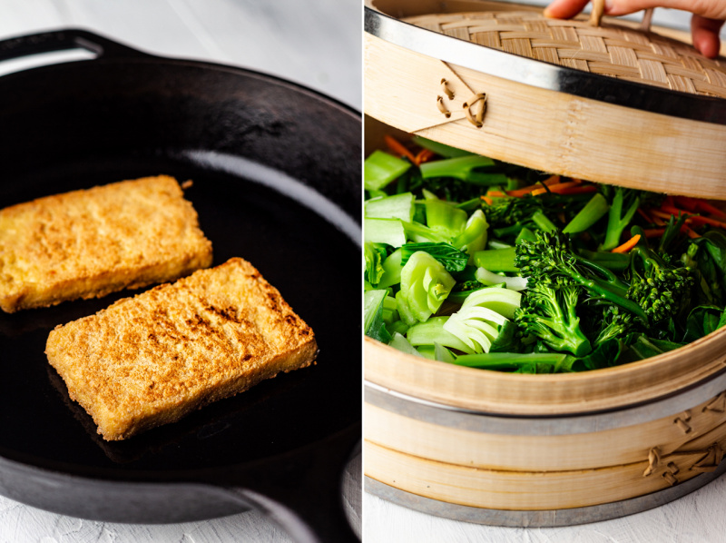 quick vegan spring onion noodles steamed