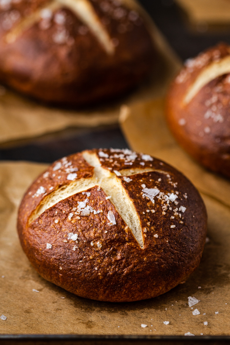 vegan pretzel buns baked