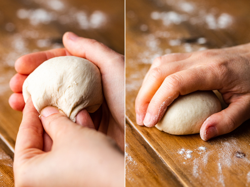 vegan pretzel burger buns shaping rolling