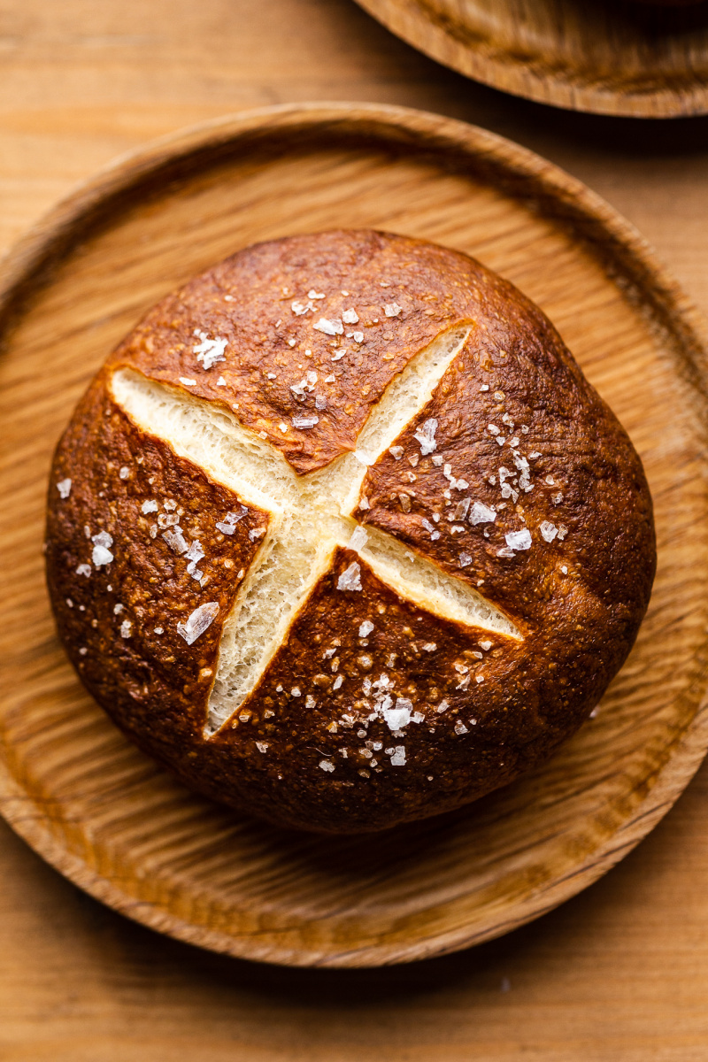 vegan pretzel burger top