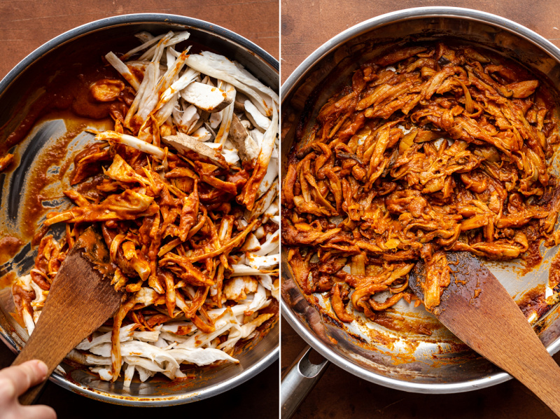 vegan pulled pork burgers mushrooms cooked