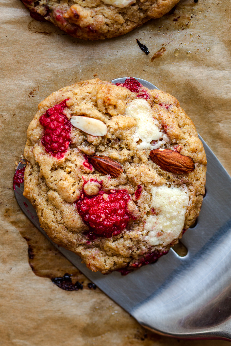 vegan white chocolate raspberry cookies one