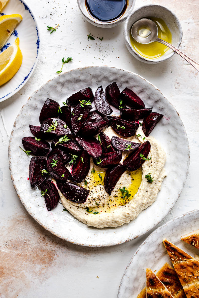 skordalia roasted beetroots plate