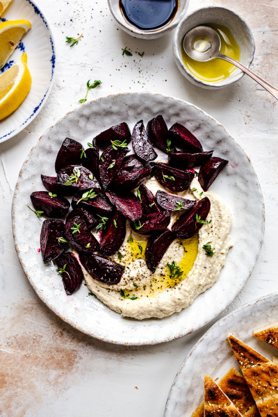 skordalia roasted beetroots platter