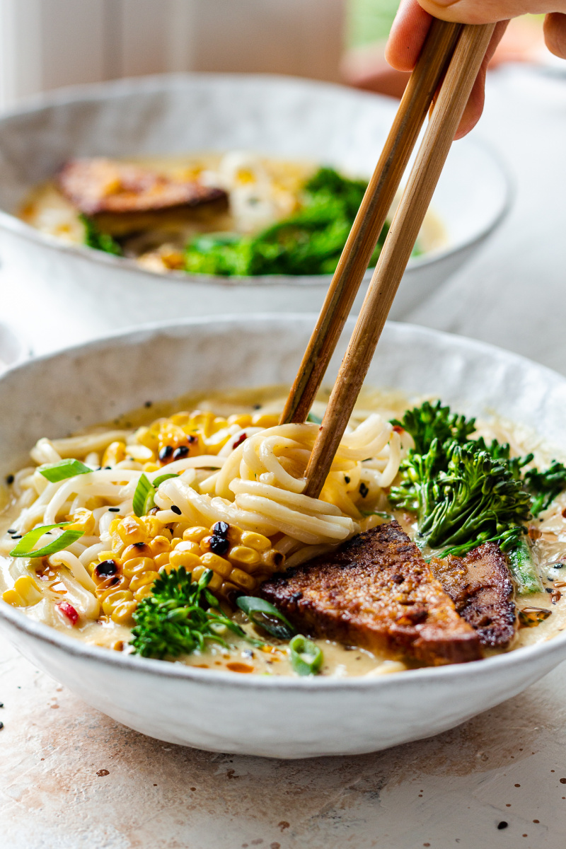 vegan ramen charred corn bowls two