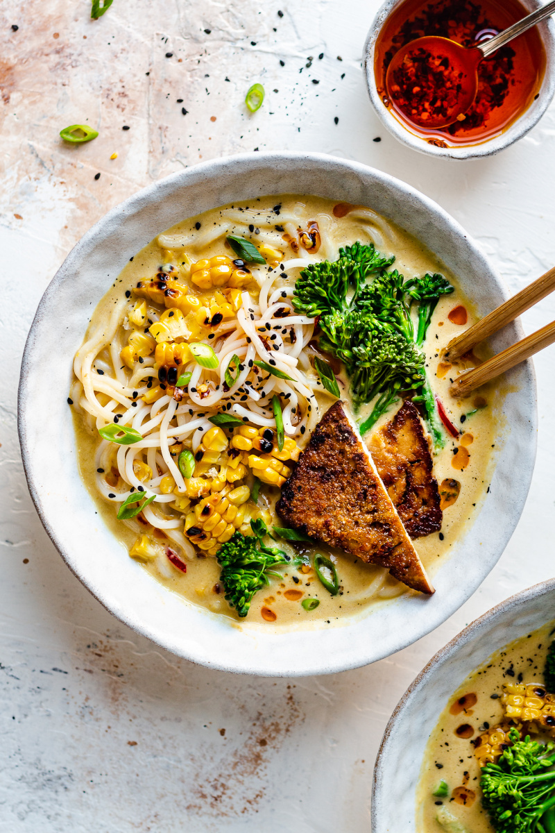 vegan ramen charred corn lunch