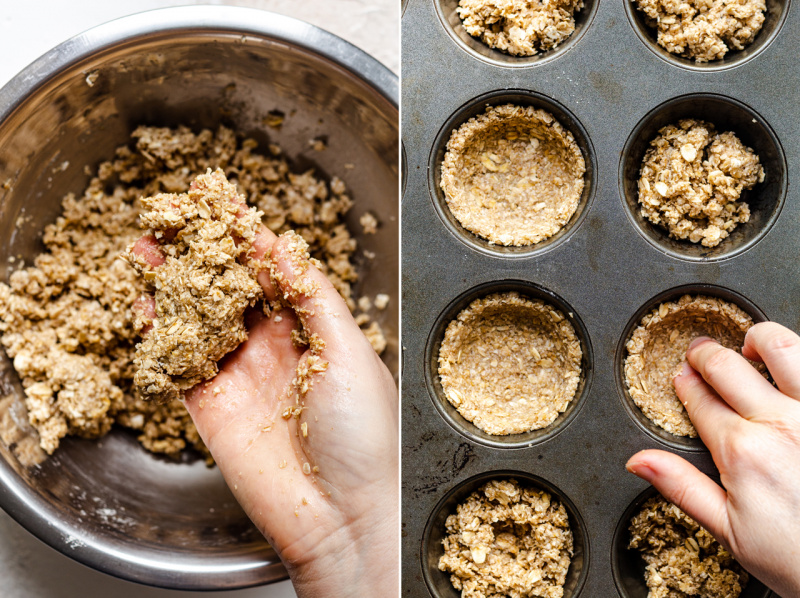 vegan granola cups making shells