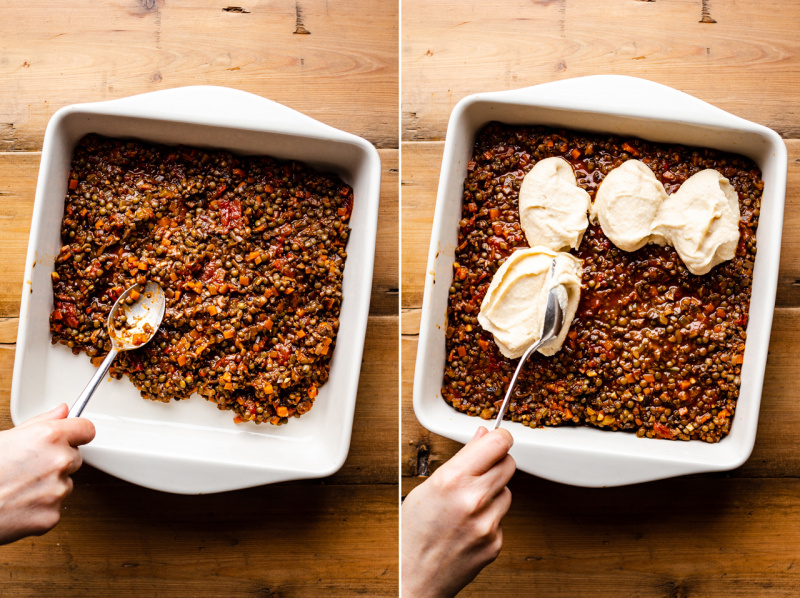 celeriac vegan sherpherds pie layering