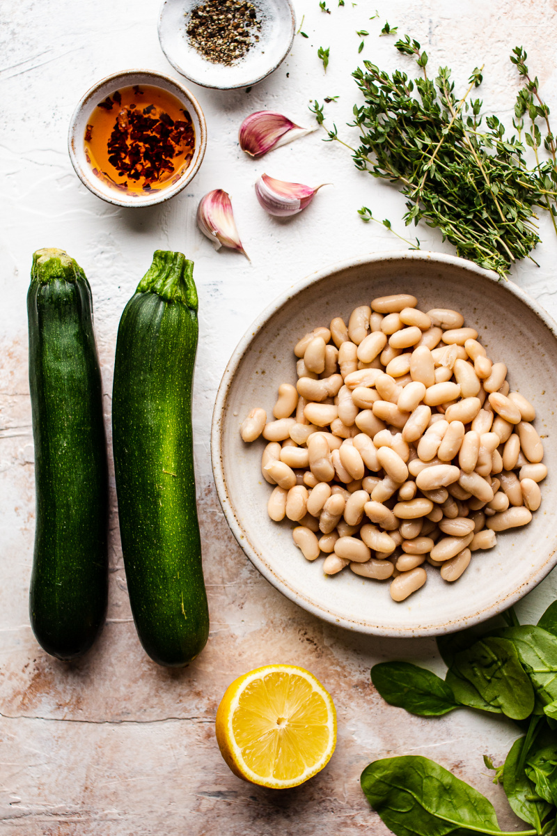 cannellini beans zucchini chorizo ingredients