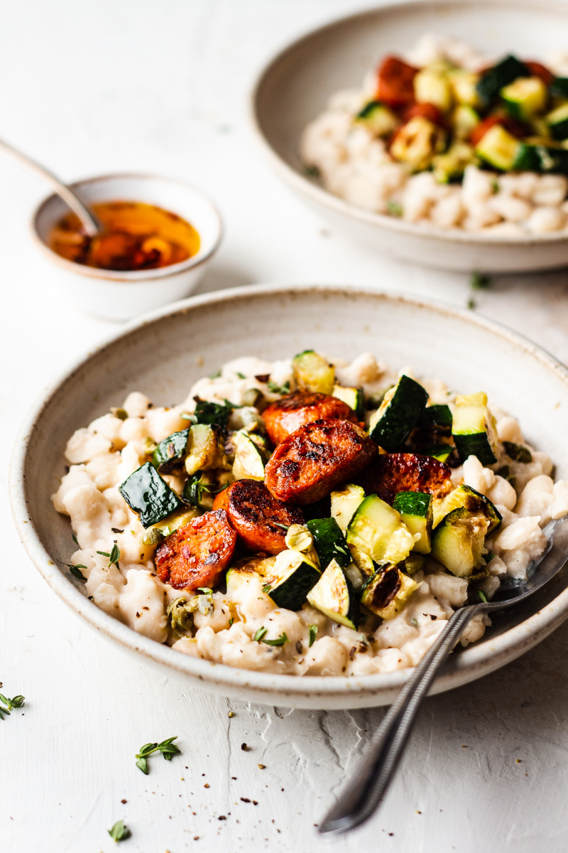 cannellini beans zucchini chorizo side