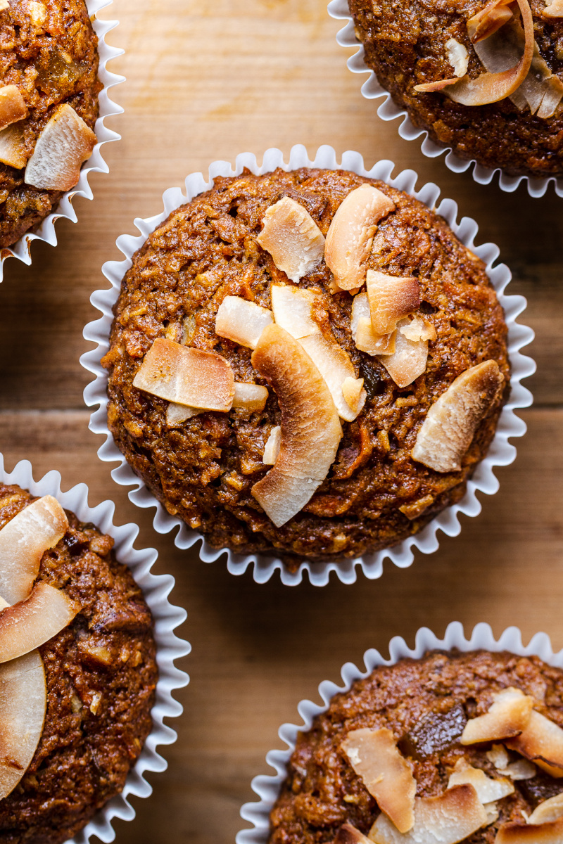 vegan carrot muffins spelt top down