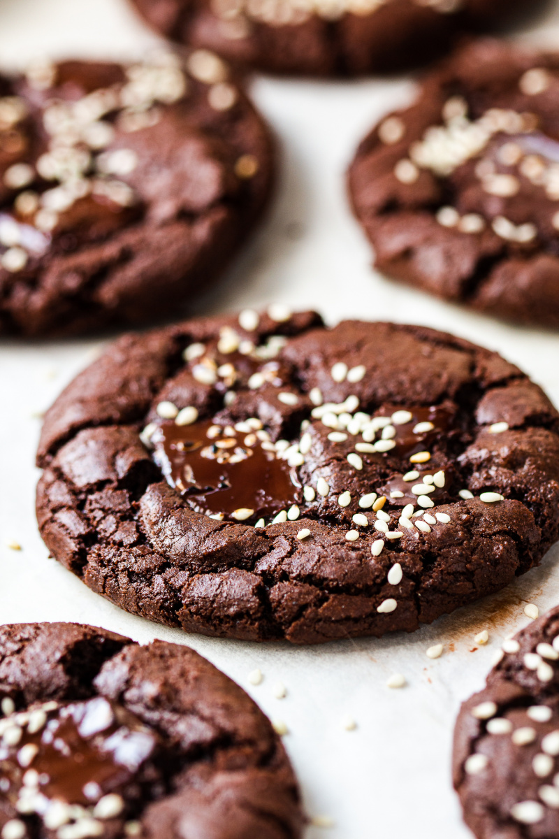 vegan chocolate cookies tahini side