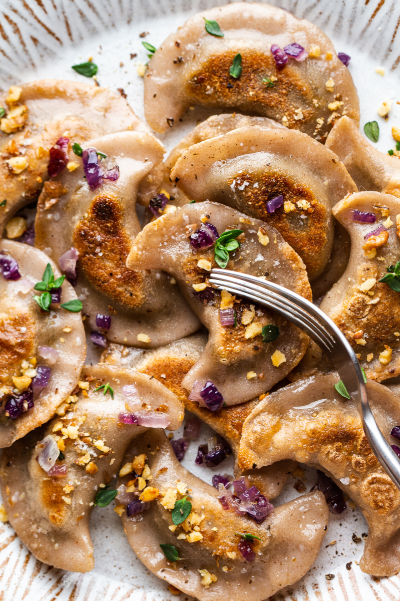 vegan gluten free pierogi dough fork