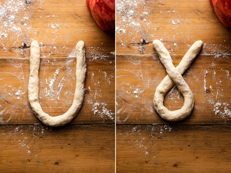 vegan pretzels shaping step one two