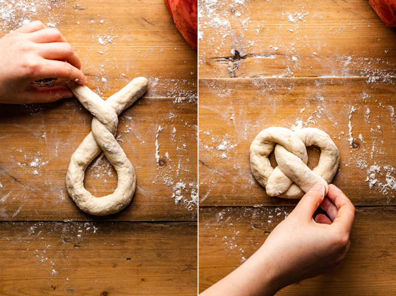 vegan pretzels shaping step three four