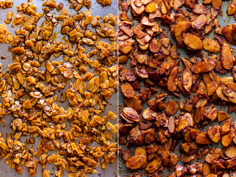 roasted green beans almond bacon before after