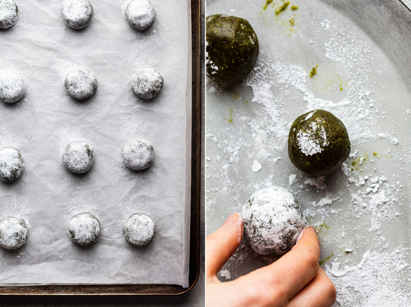 vegan amaretti pistachios rolling