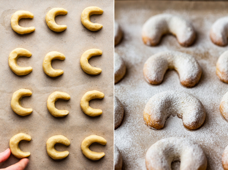 vegan vanilla crescent cookies raw baked