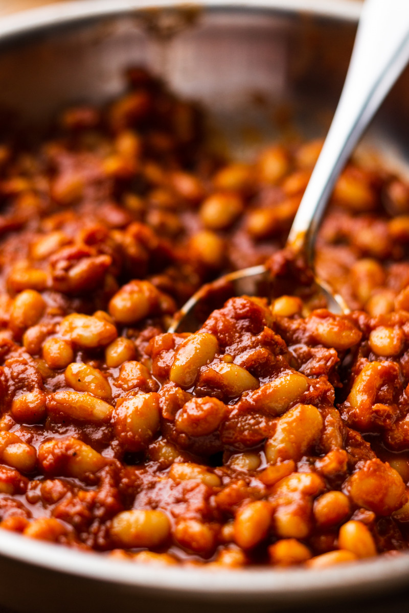 baked potato smoky beans pan