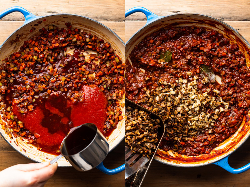 vegan ragu making ragu