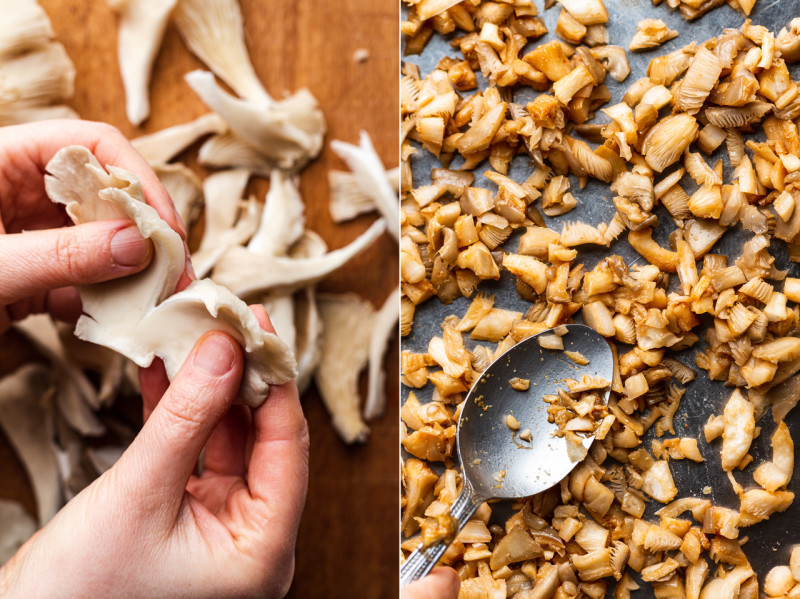 vegan ragu mushroom prep