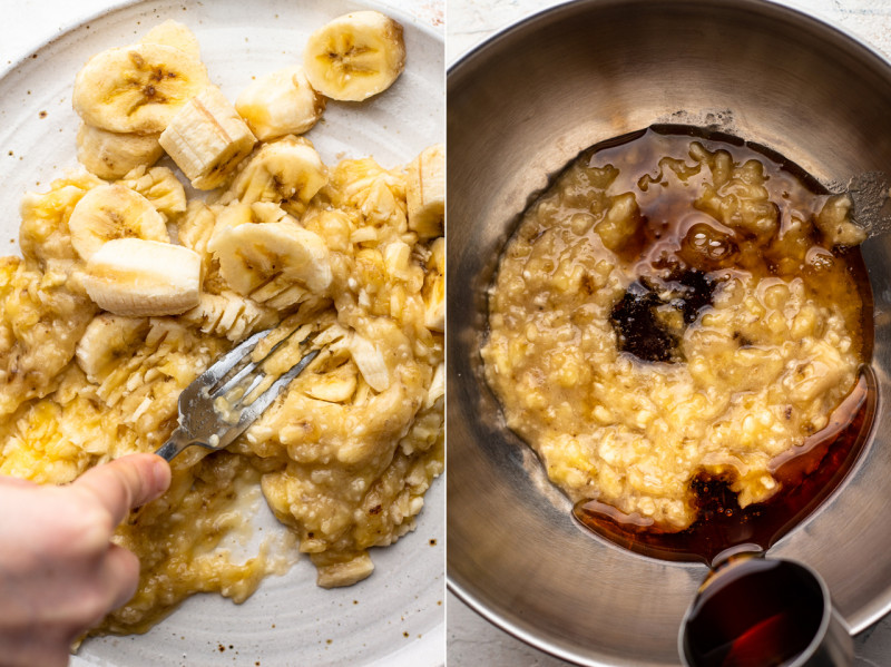 banana muffins by hand step 1 and 2