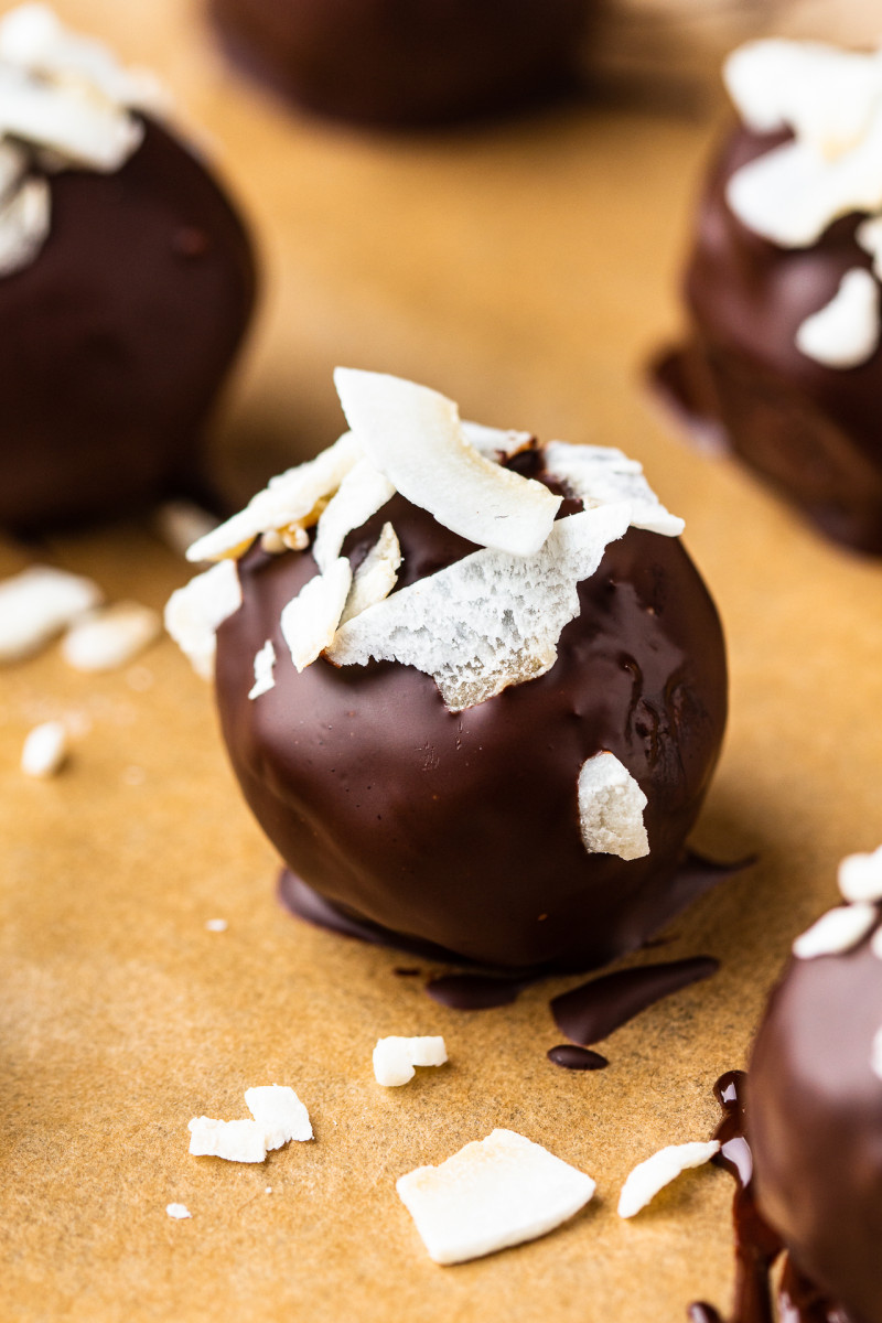 coconut truffles closeup