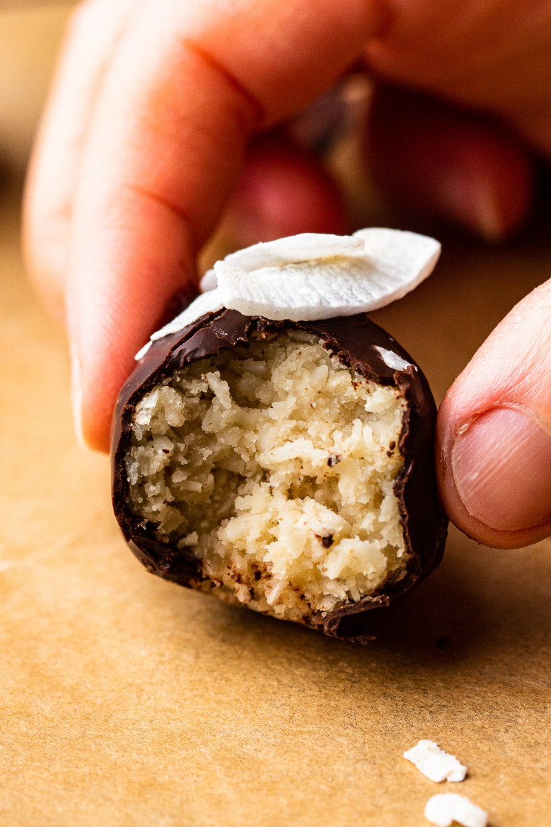 coconut truffles cross section