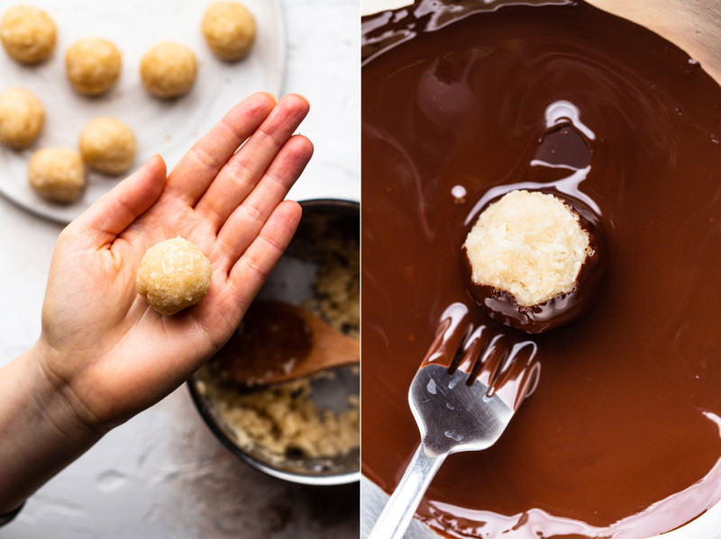 coconut truffles rolling