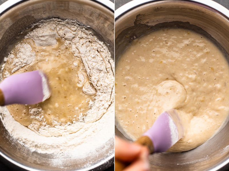 vegan dorayaki adding flour