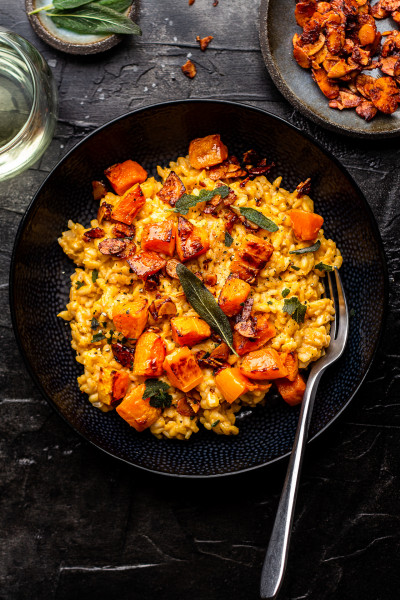 vegan pumpkin risotto bowl