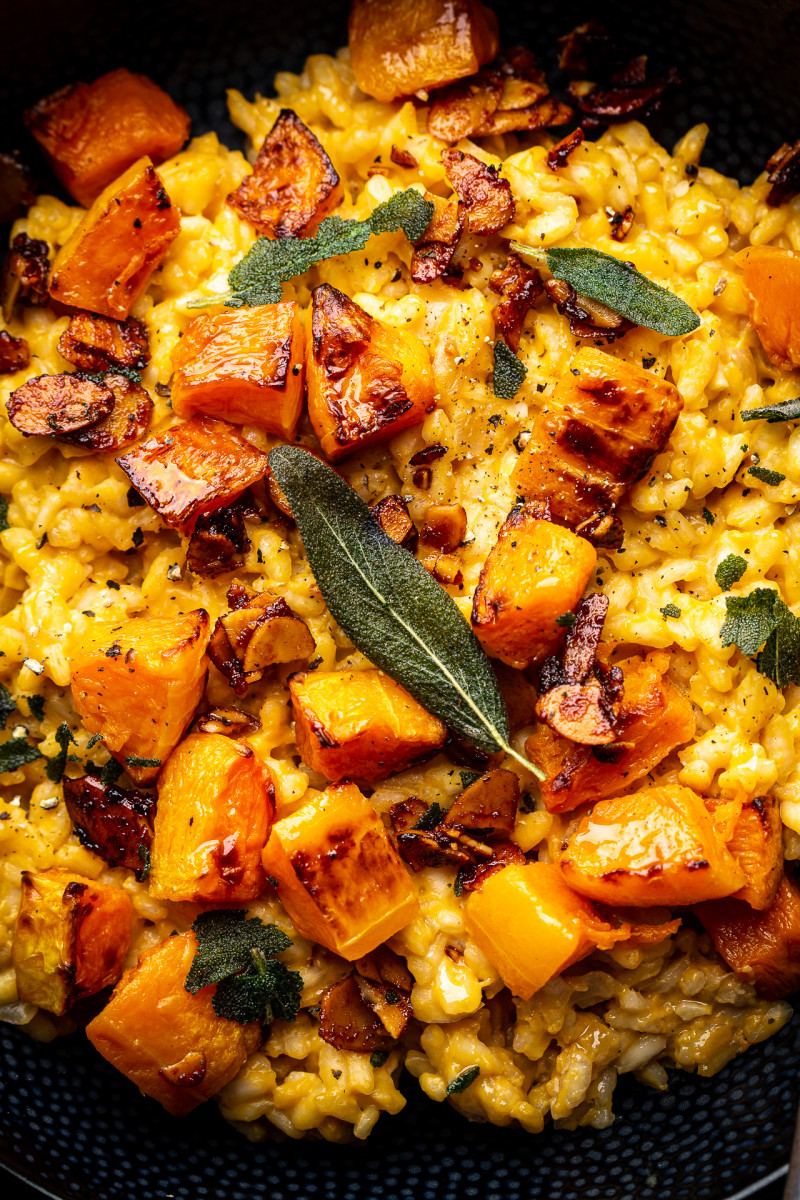 vegan pumpkin risotto close