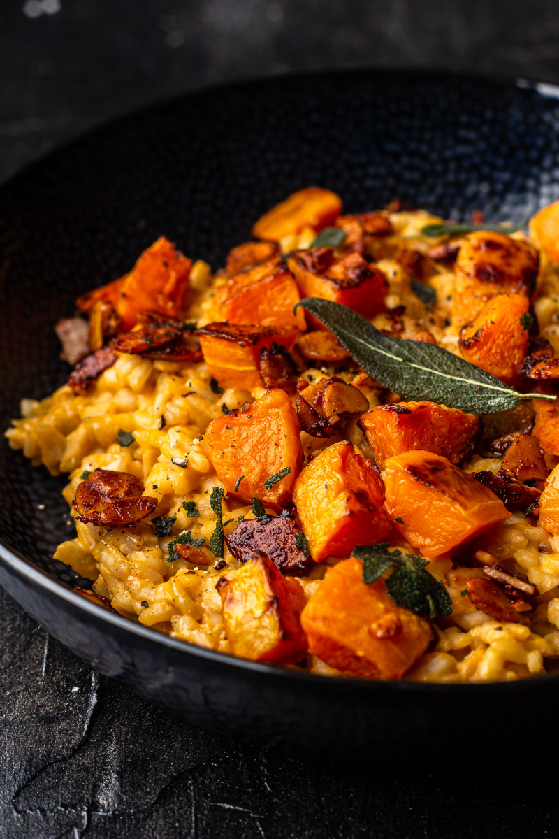 vegan pumpkin risotto portion