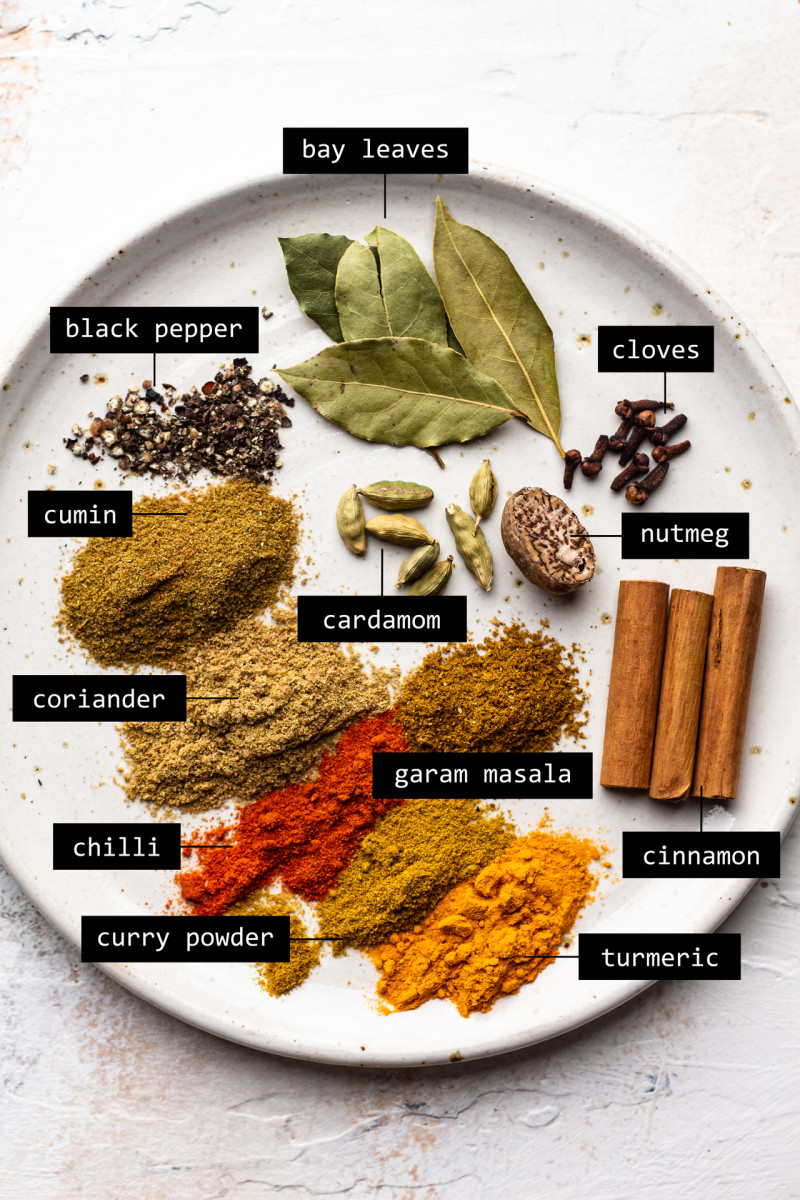 easy vegan korma spices plate