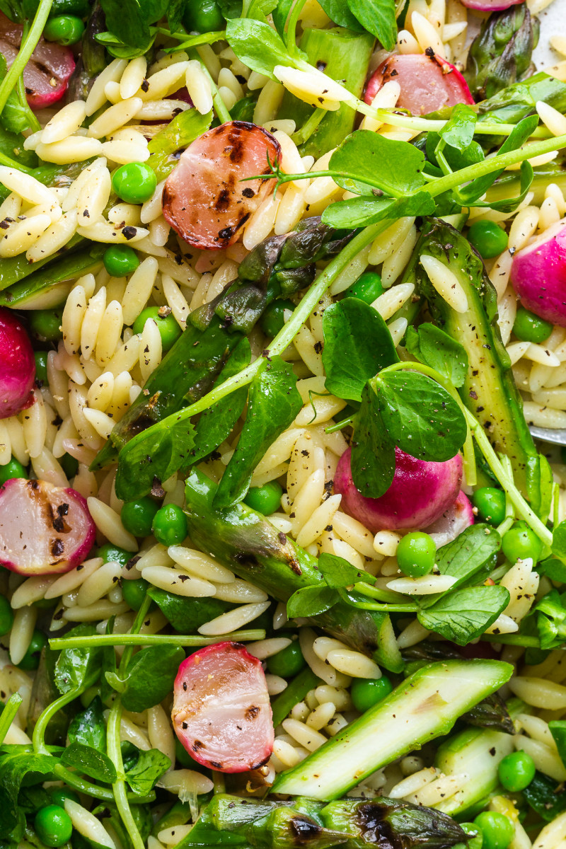 spring salad scallion dressing close up