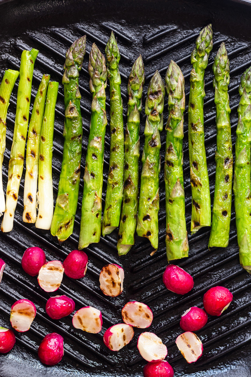 spring salad scallion vinaigrette charring