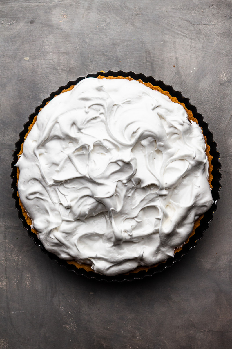 vegan lemon meringue pie before baking