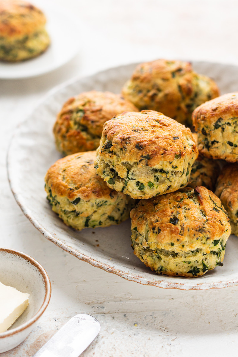 wild garlic vegan scones plate side