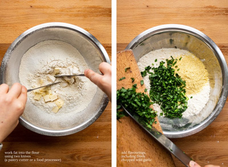 wild garlic vegan scones process