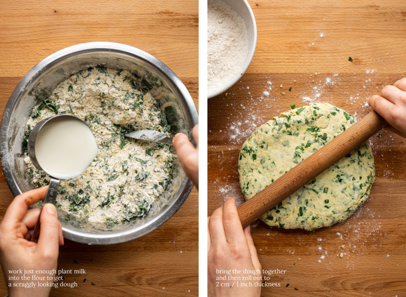 wild garlic vegan scones dough